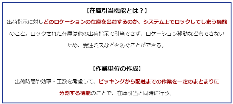 WMS 在庫引当機能 作業単位作成