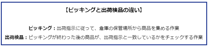 WMS ピッキング 出荷検品 違い